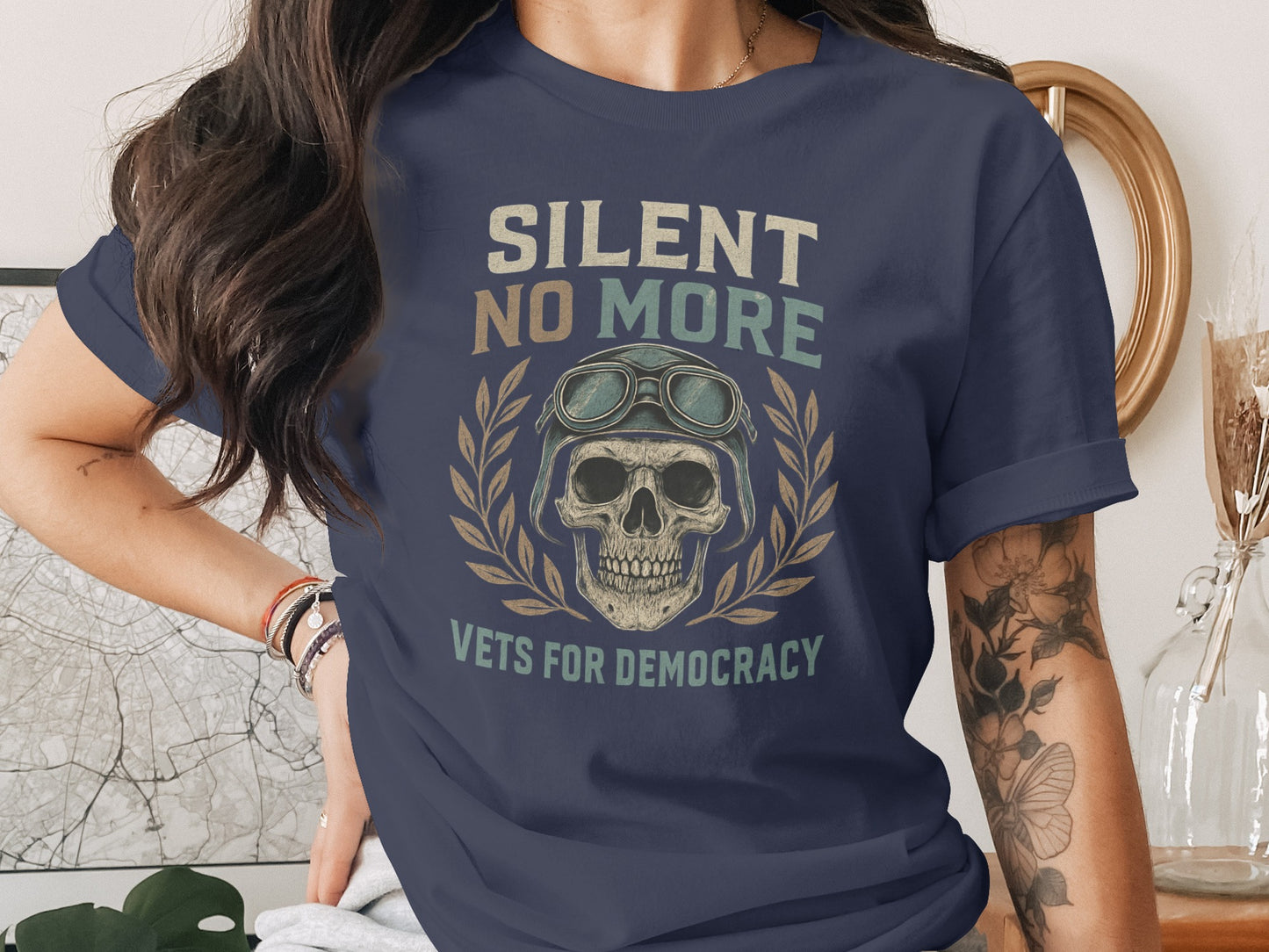 Silent No More Vets for Democracy Skull T-Shirt
