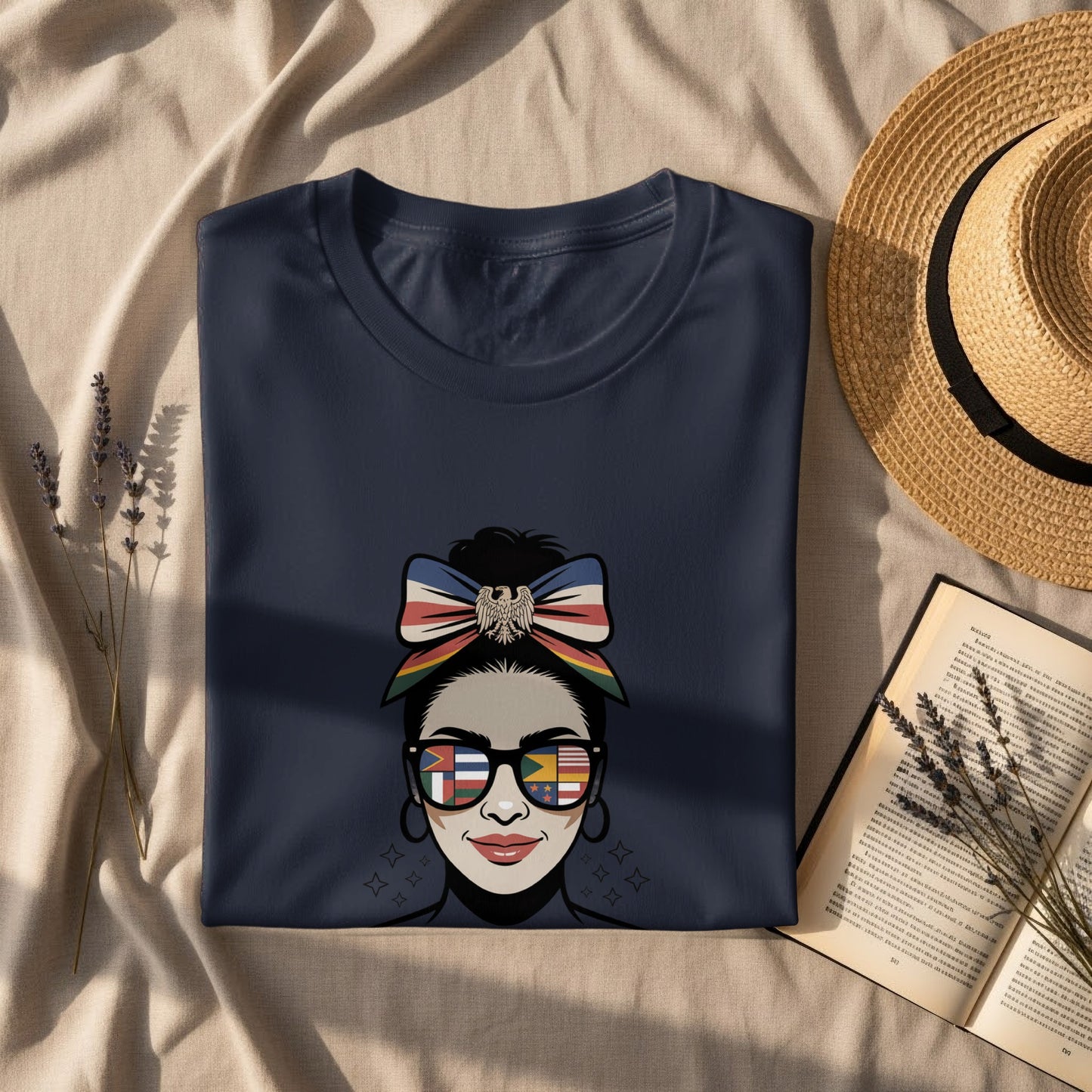 Vintage Style Woman with Bow and Glasses Shirt product