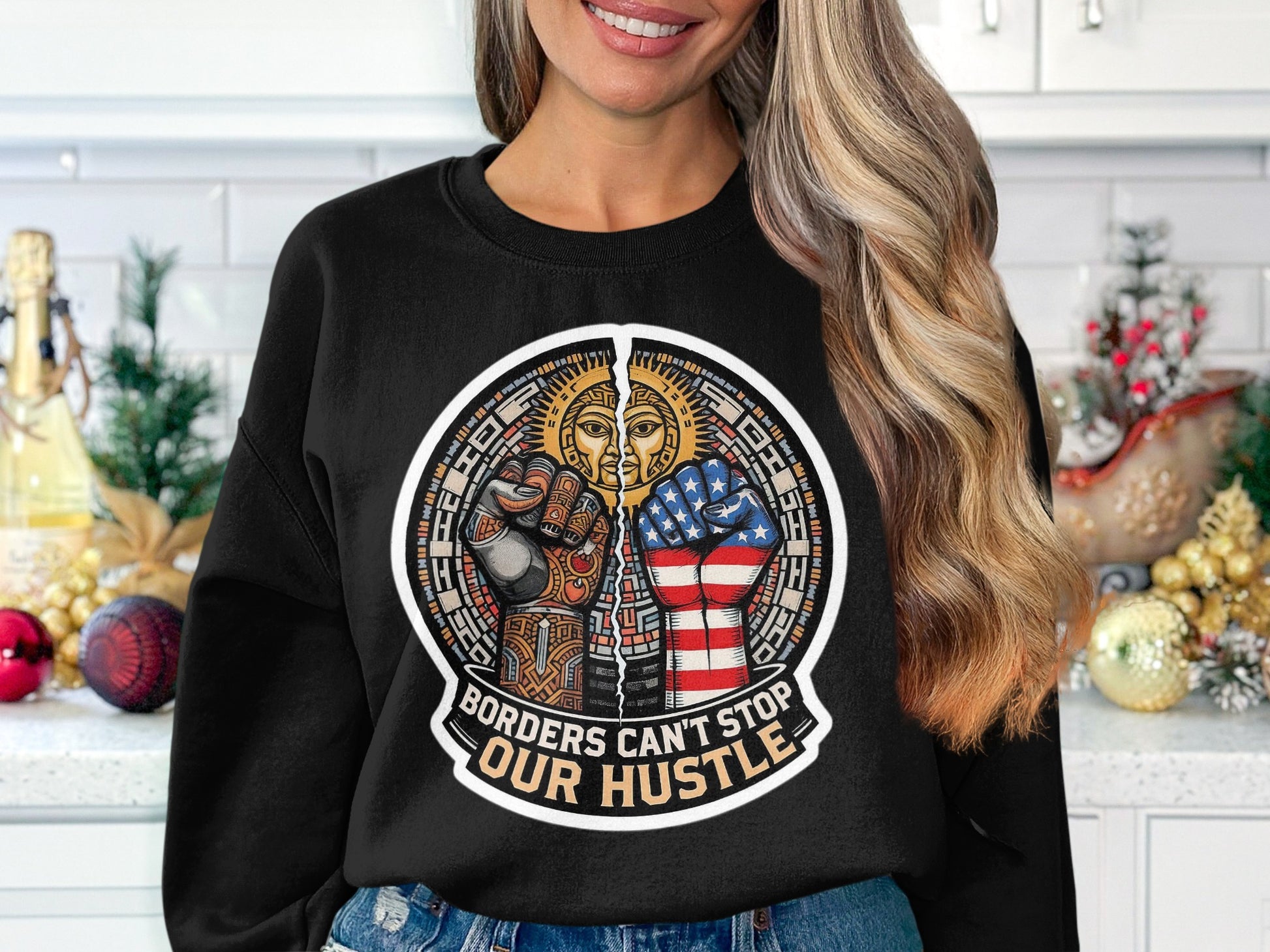 Borders Can't Stop Our Hustle Statement Sweatshirt product