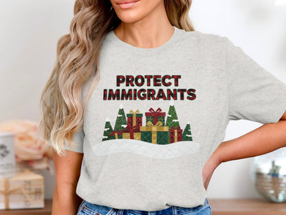 Protect Immigrants Festive Holiday Graphic T-shirt