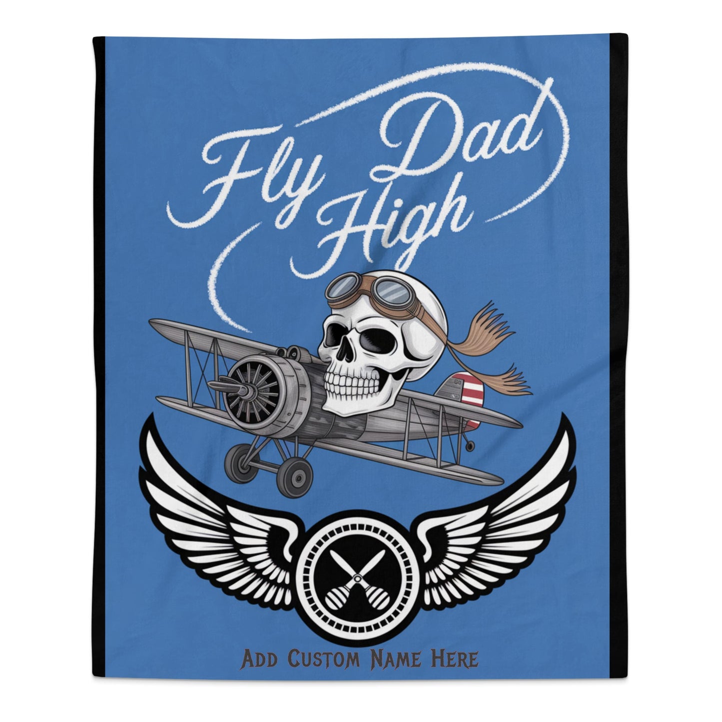 Fly Dad High Skull and Biplane Themed Blanket product type
