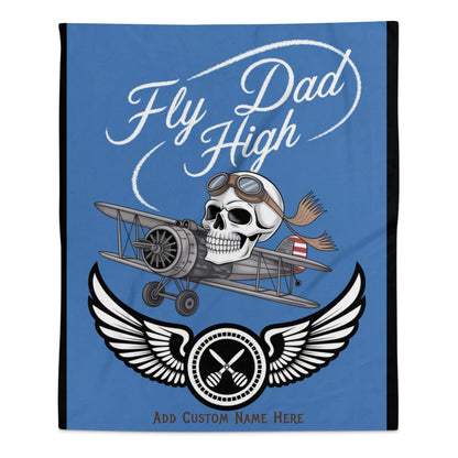 Fly Dad High Skull and Biplane Themed Blanket product type