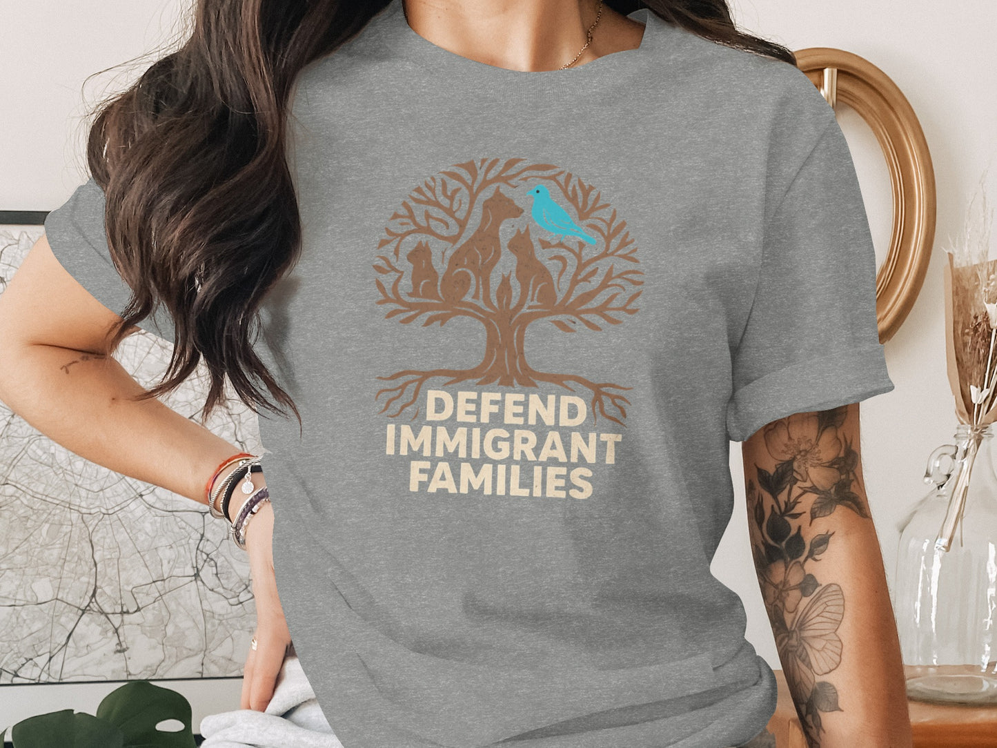 Defend Immigrant Families Tree Graphic T-Shirt