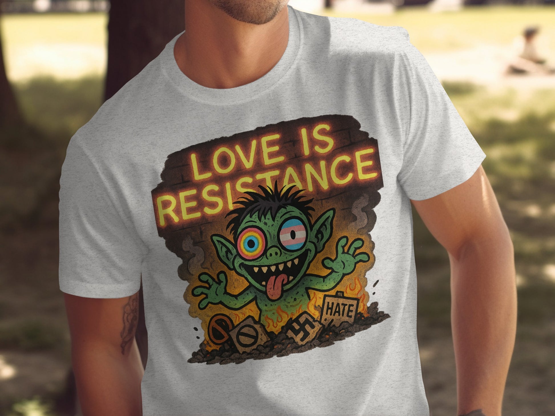 Love Is Resistance Funny Colorful Monster T-Shirt
