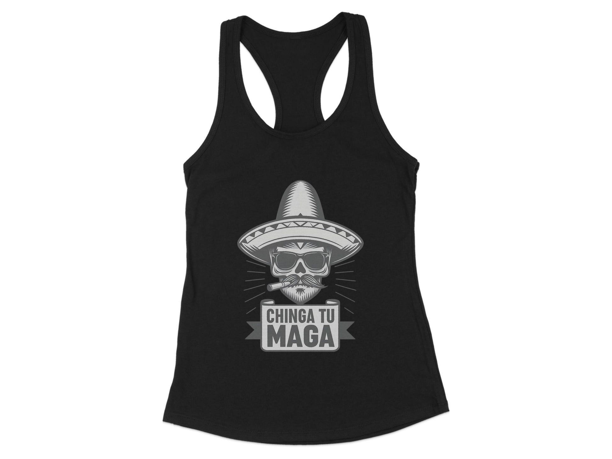 Chinga Tu Maga Skull with Sombrero Tank Top product type