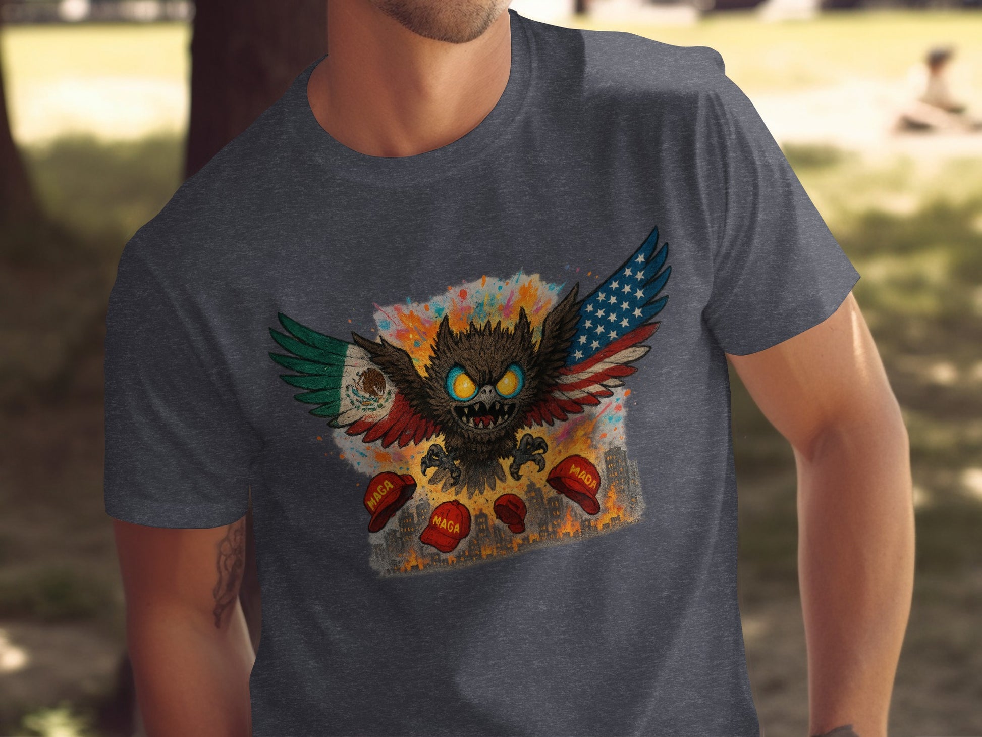 Vibrant Angry Owl USA Mexican Flag T-shirt product type