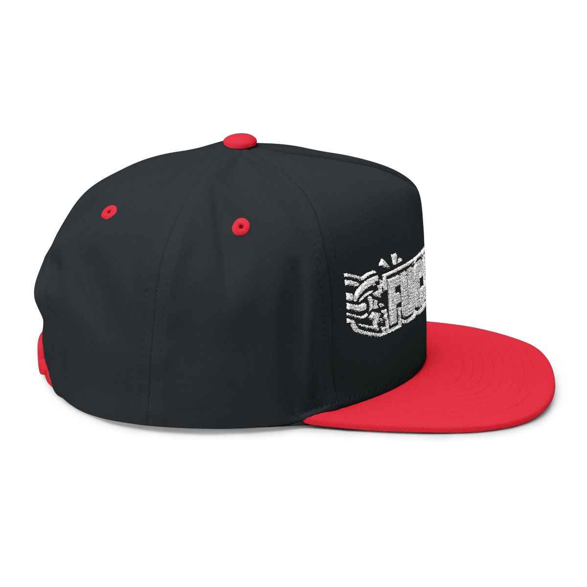 Black and Red Flat Brim Baseball Cap Hat Design