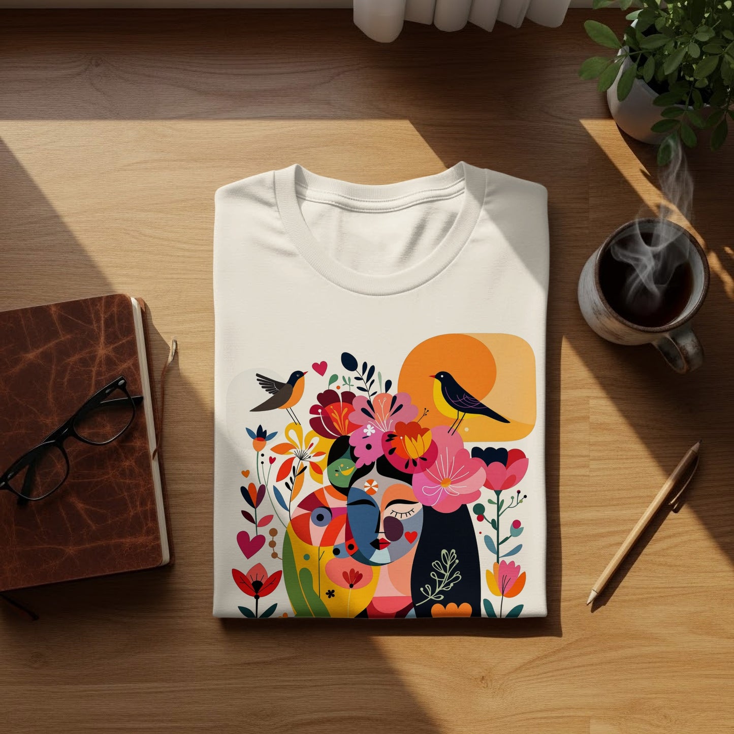 Abstract Faces Birds Colorful Floral Art product type