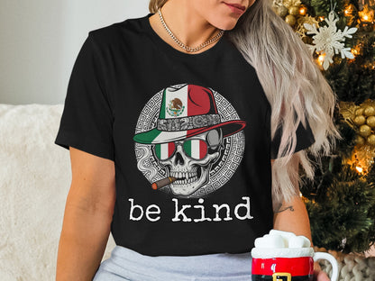 Be Kind Skull with Hat and Sunglasses