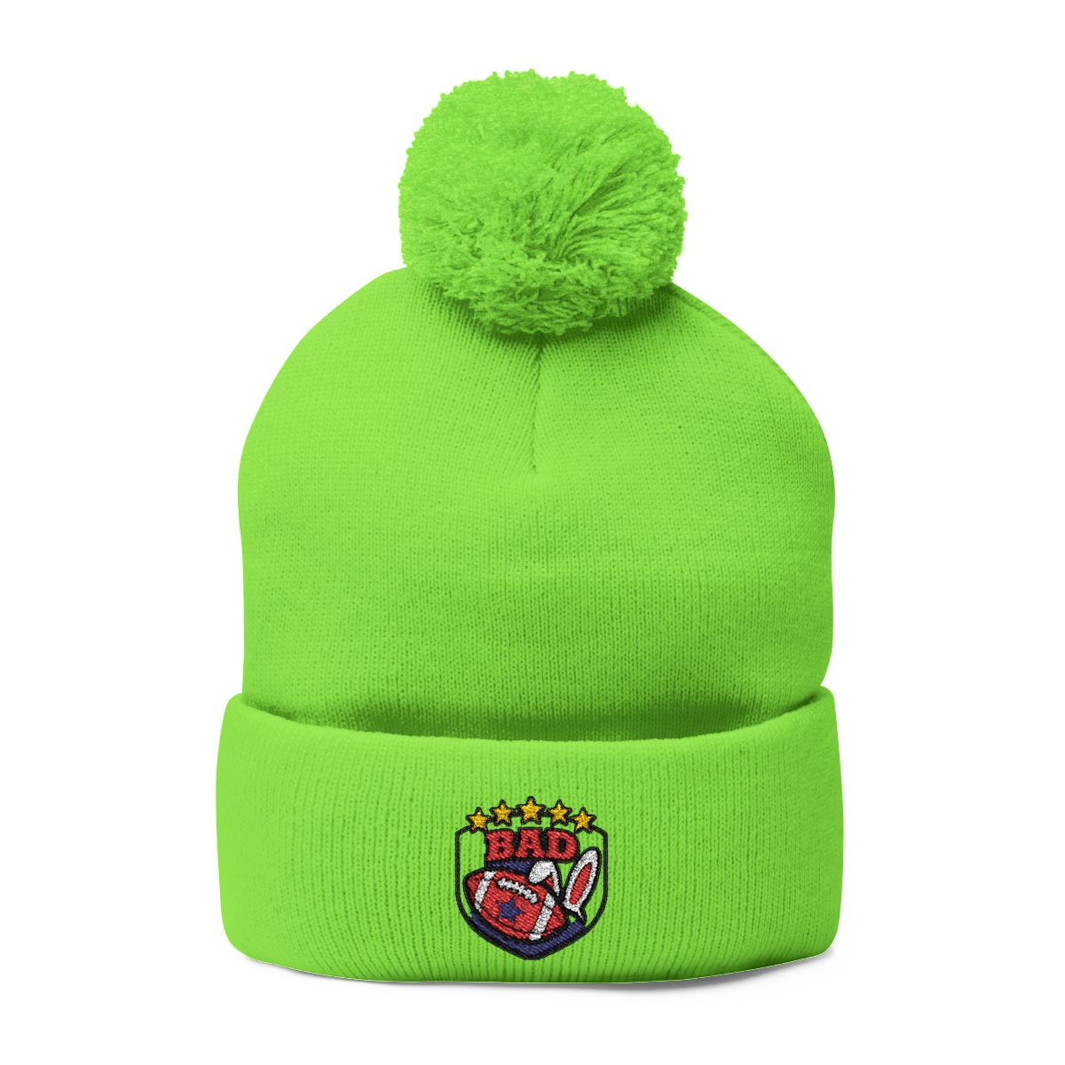 Neon Green Beanie with Embroidered Logo Hat