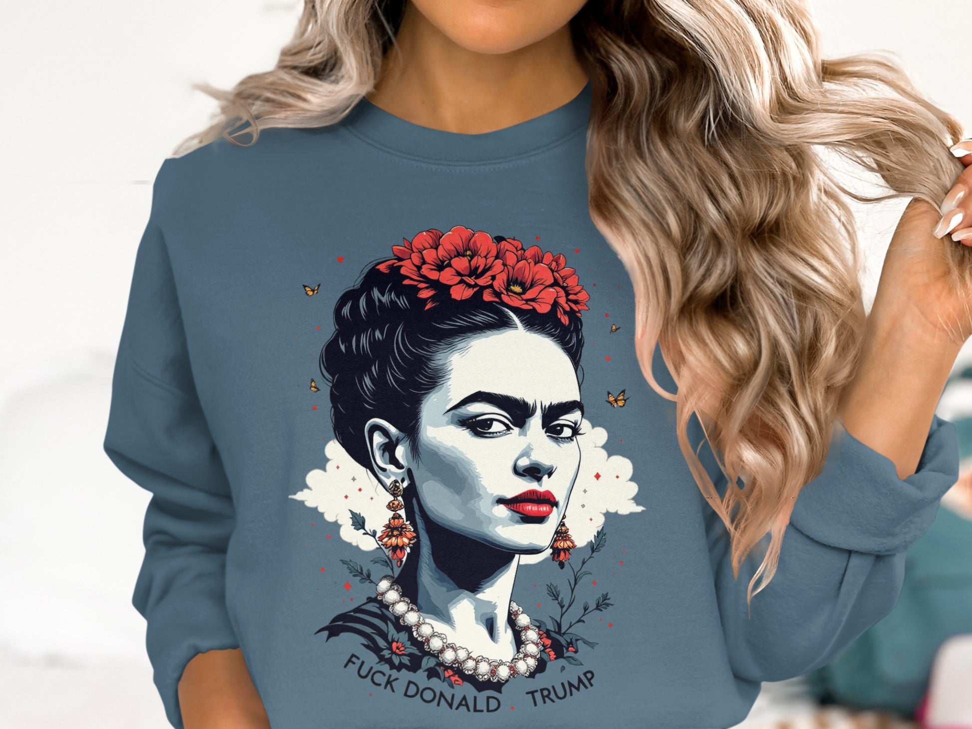 Colorful artistic anti-political statement sweatshirt