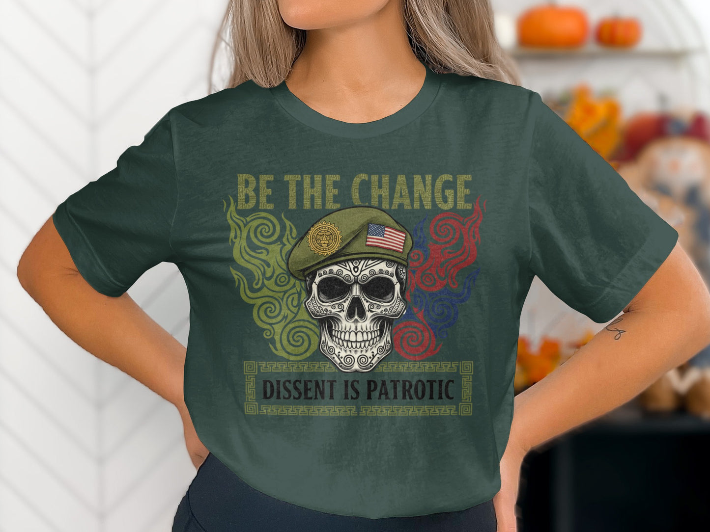 Be The Change Dissent is Patriotic Flag Tee