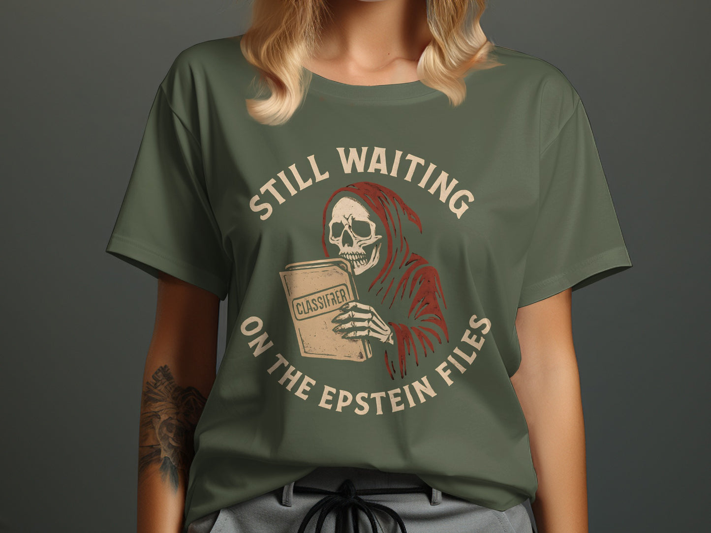 Still Waiting On The Epstein Files Graphic Tee product