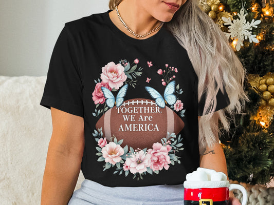 Together We Are America Football Floral Shirt