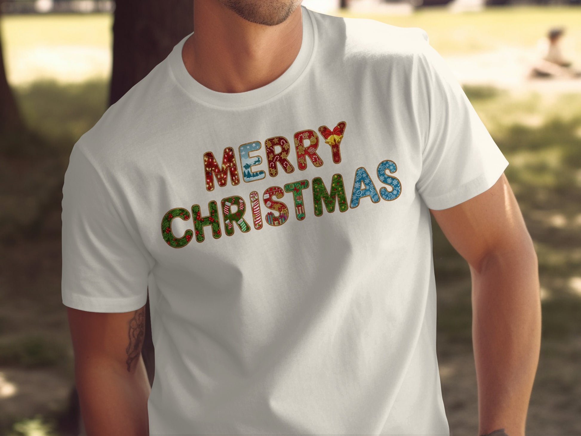 Colorful Merry Christmas Themed T-Shirt