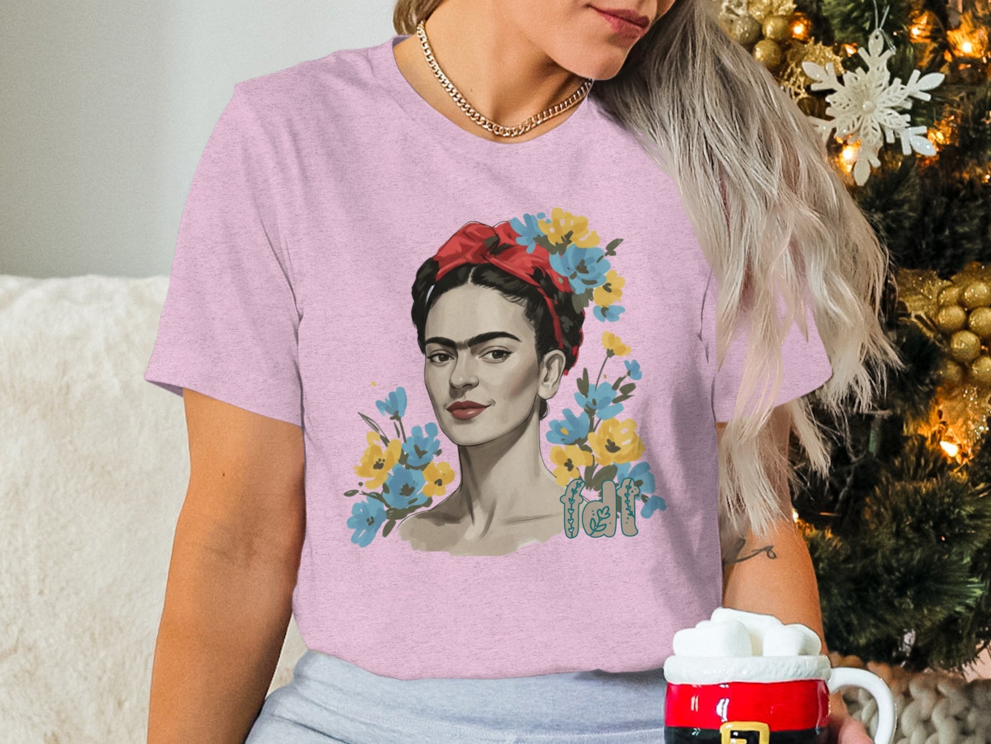 Vibrant Frida Kahlo Flower Crown Art Print T-Shirt