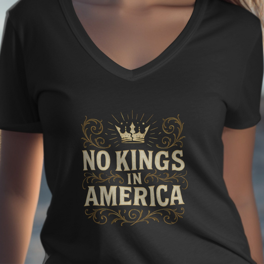 No Kings in America Graphic V-Neck T-Shirt product type