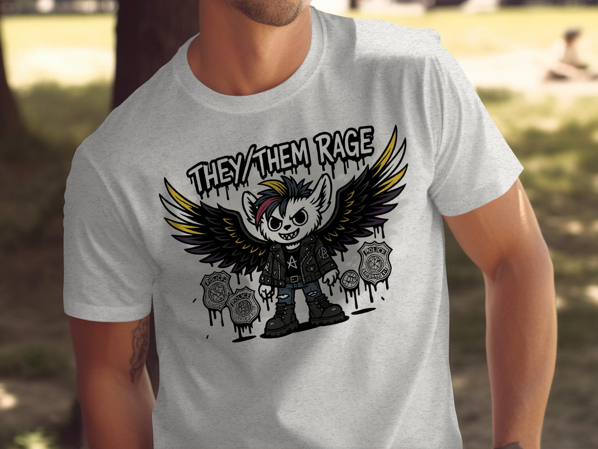 They Them Rage Winged Cartoon Character T Shirt product