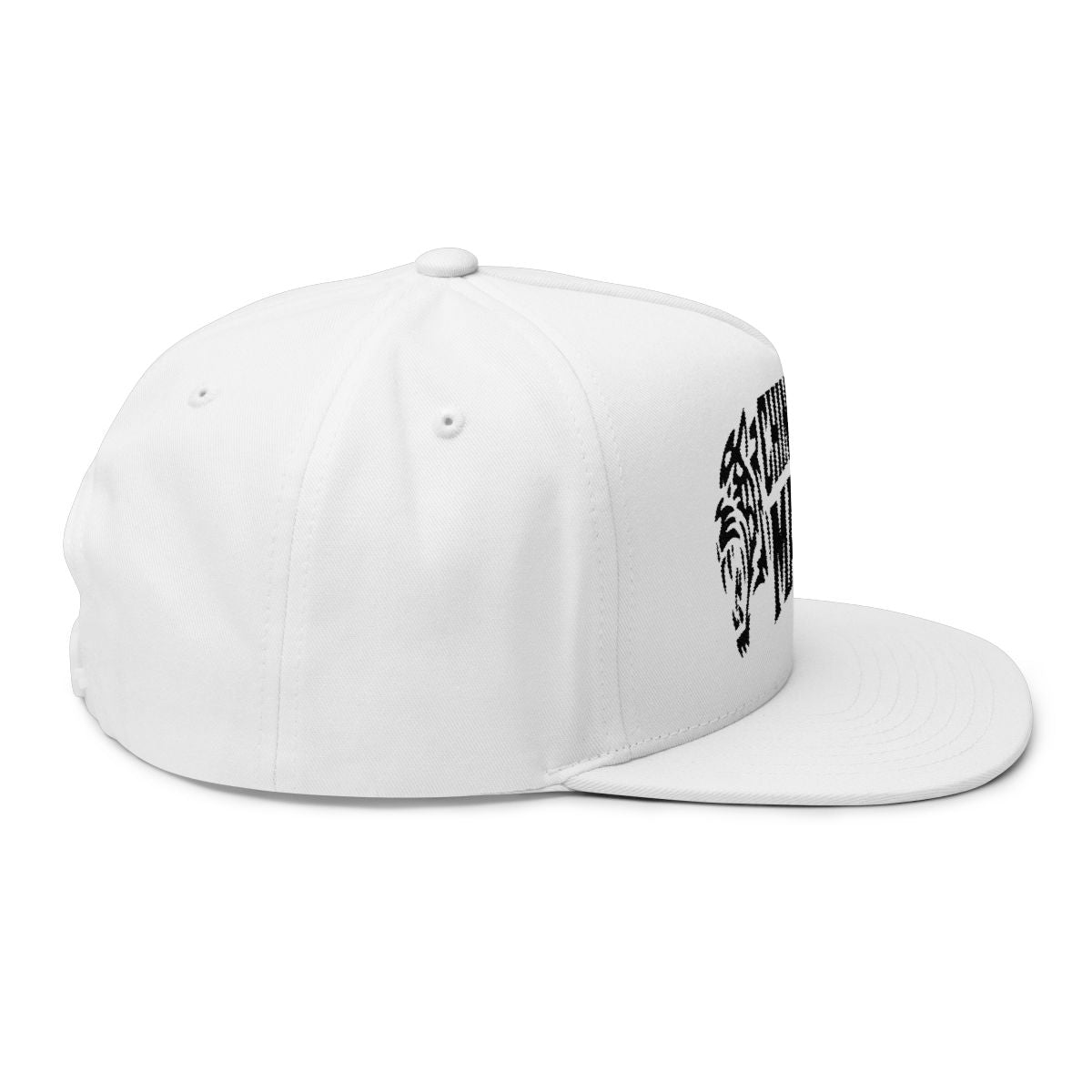 White Snapback Hat with Black Tiger Print Hat