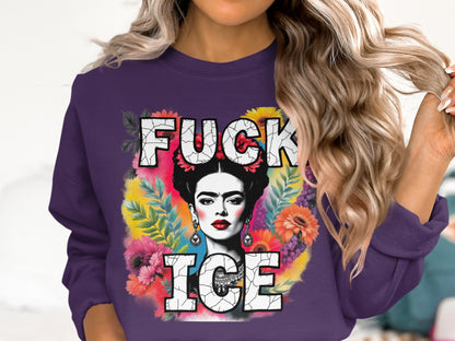 Vibrant Frida Kahlo Graphic Print Sweatshirt