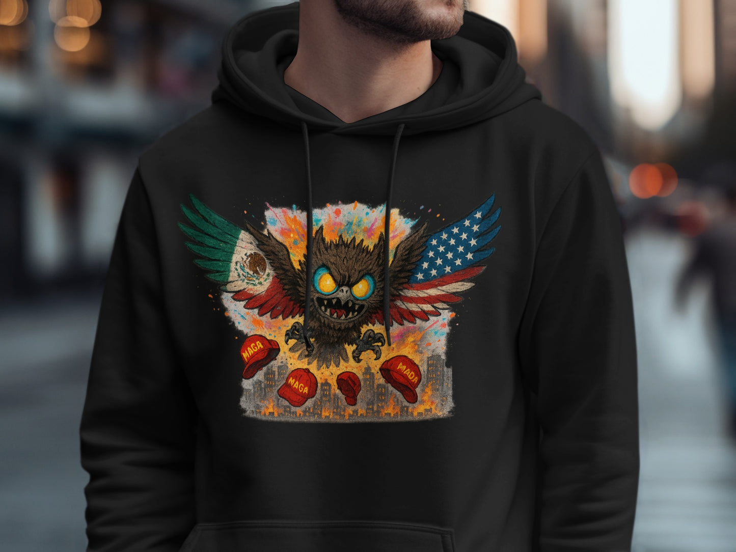 Vivid Winged Creature Colorful Hoodie product type