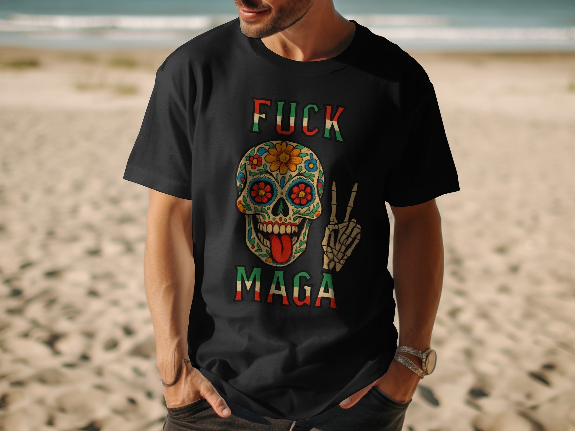Colorful Skull Graphic Statement T-Shirt product