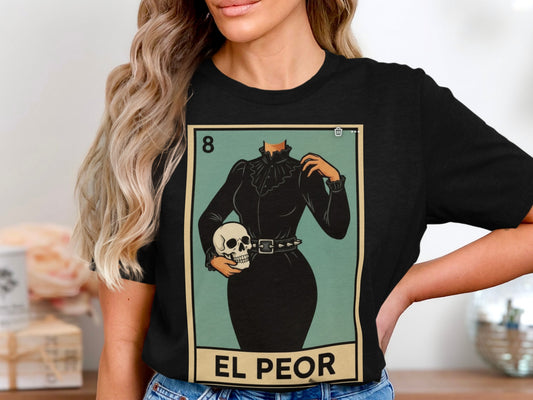 El Peor Black T-Shirt Tarot Card Graphic product