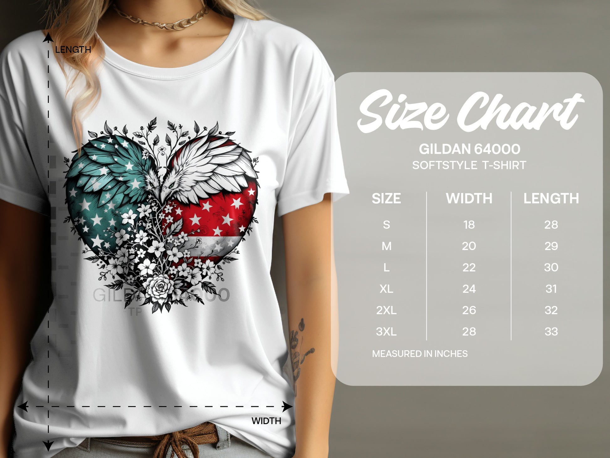 Heart-Shaped American Flag with Wings T-Shirt product