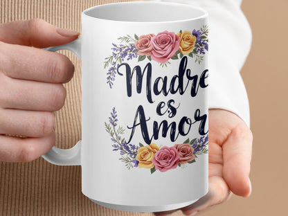 Madre es Amor Floral Design White Mug product type