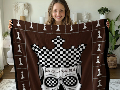 Chess Board Skull King Customizable Blanket product