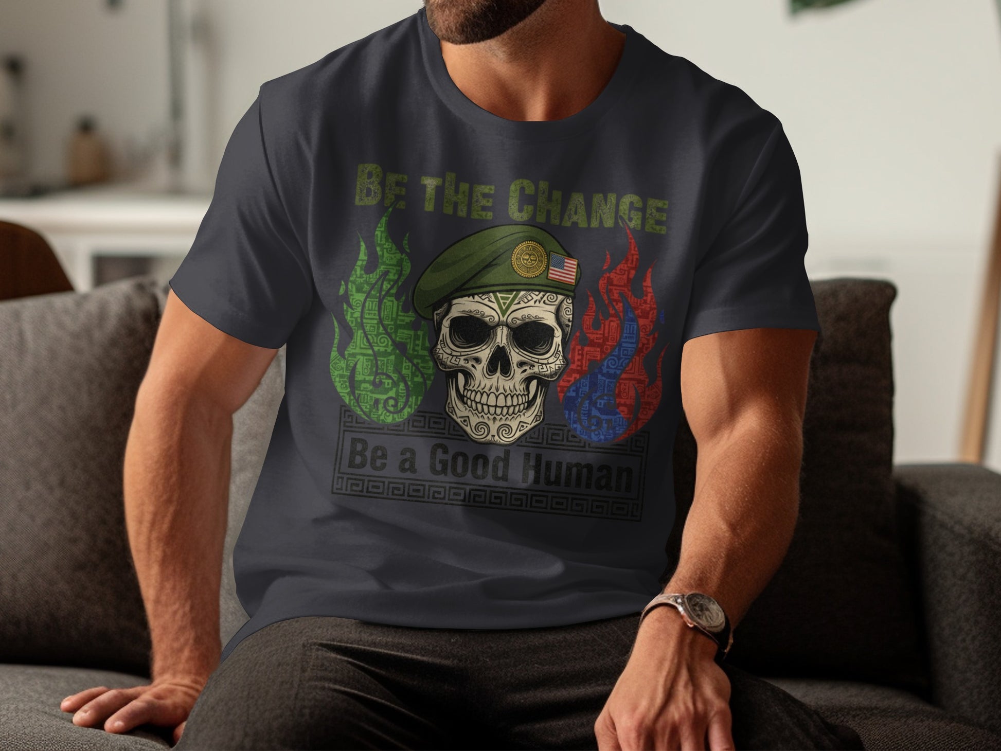 Be The Change Skull Graphic Tee Shirt
