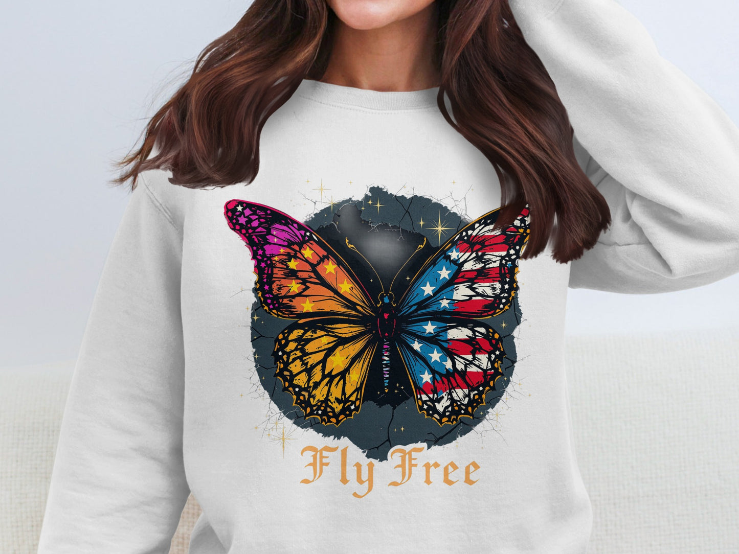 Fly Free American Flag Butterfly Sweater product type