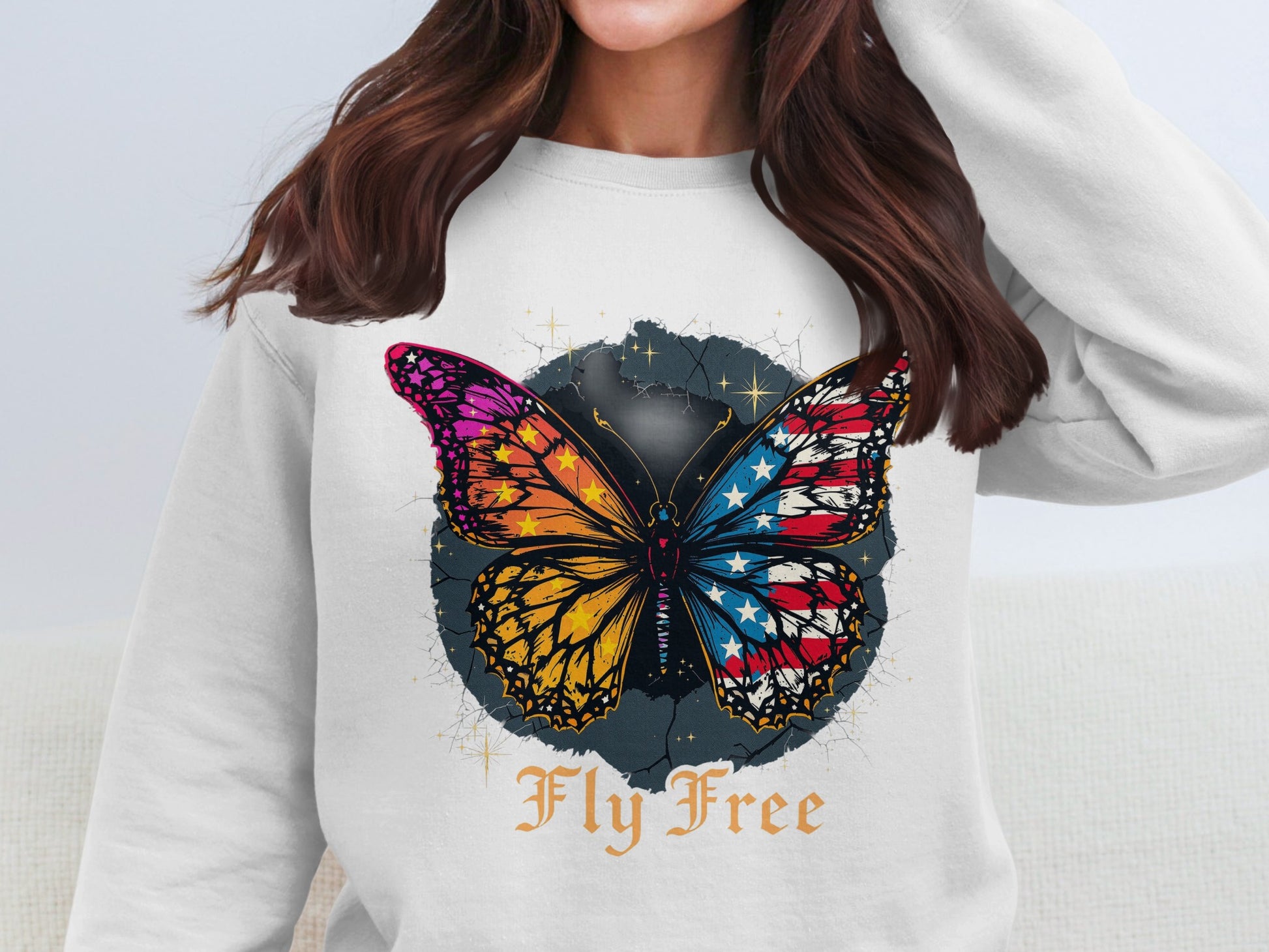 Fly Free American Flag Butterfly Sweater product type