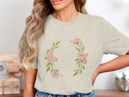 Chinga La Migra Floral Design Short Sleeve Shirt product