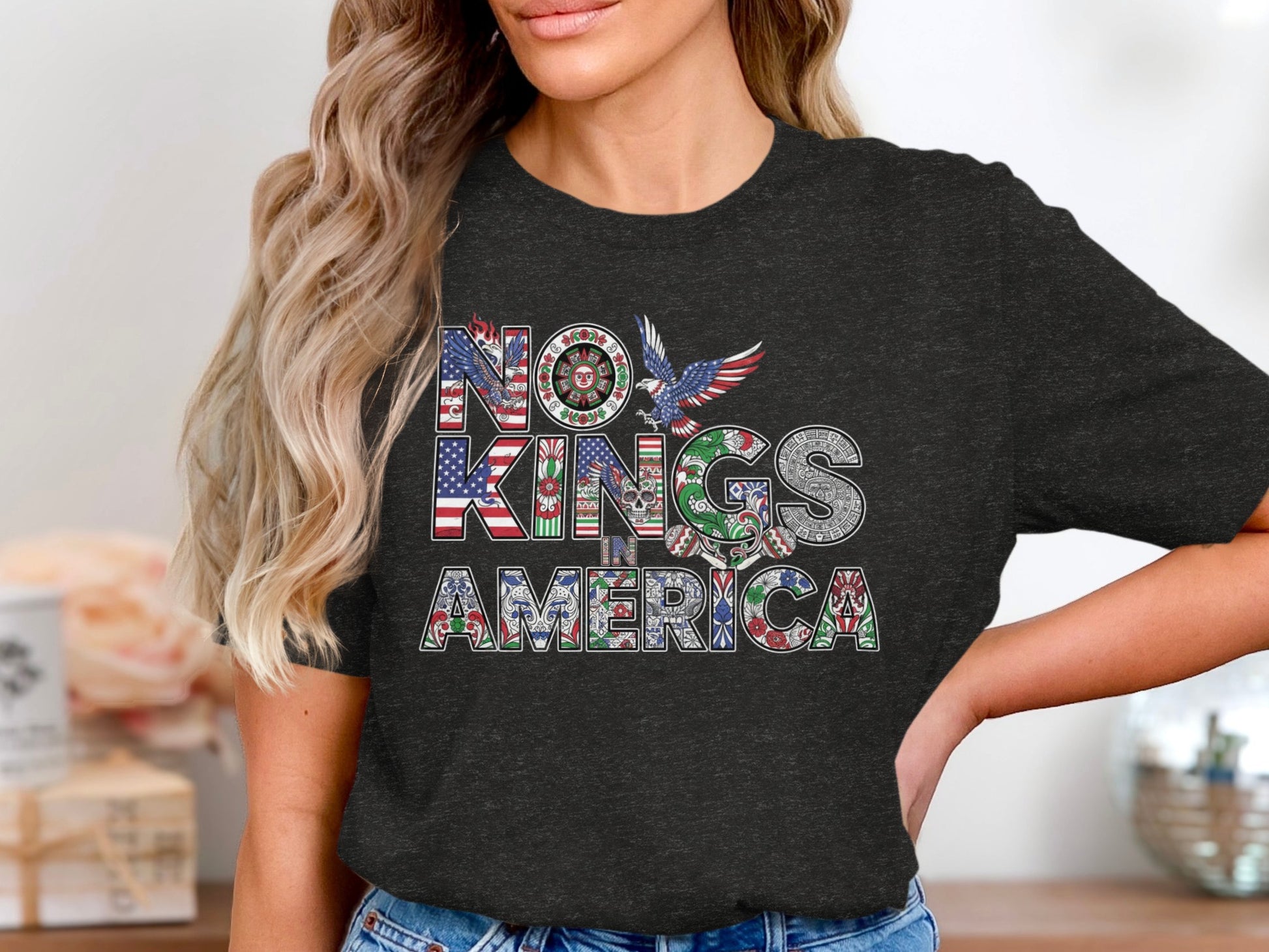 NO KINGS AMERICA Patriotic Statement Shirt product type