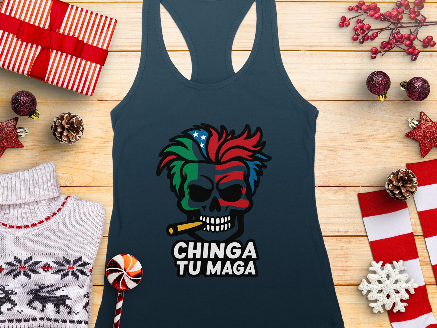 Chinga Tu Maga Skull Graphic Tank Top product
