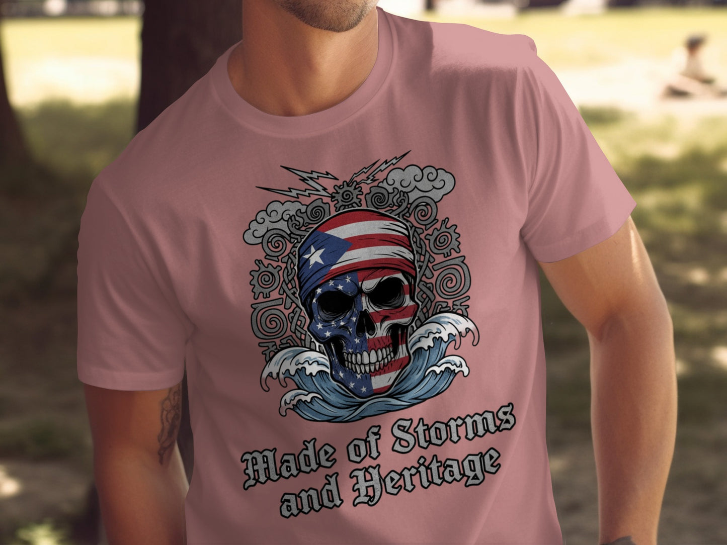Made of Storms and Heritage Skull Graphic T-shirt