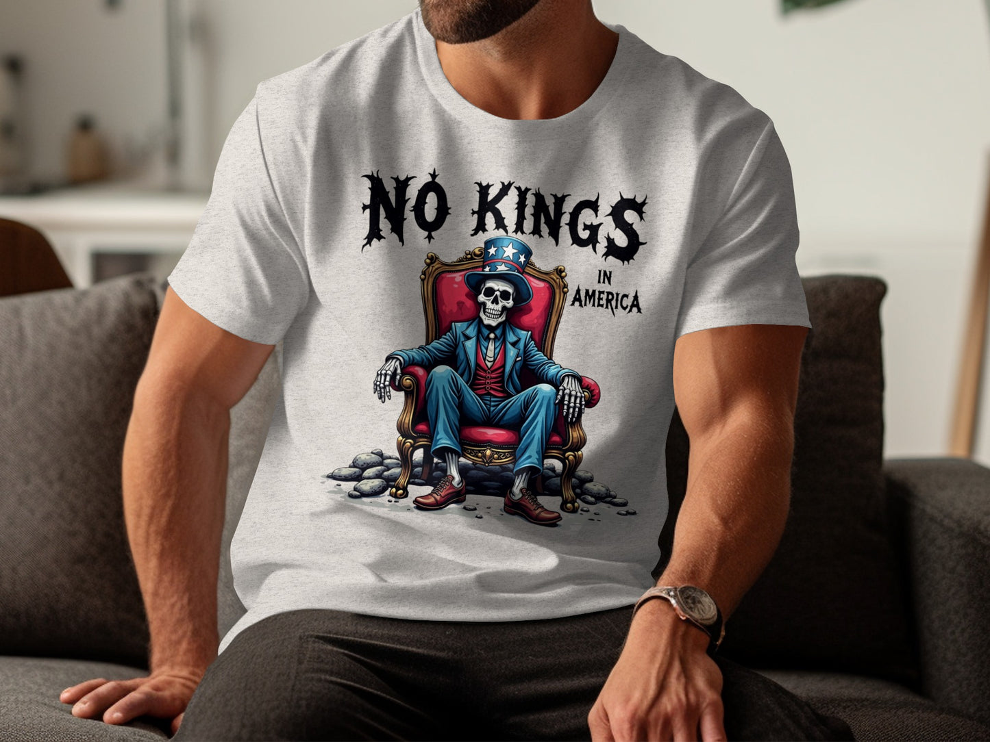 No Kings in America Skull Graphic T Shirt product type