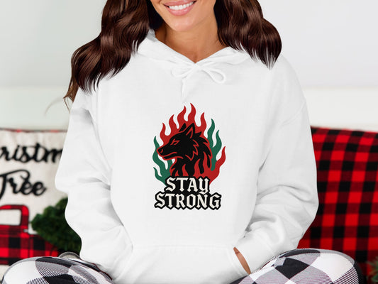 Stay Strong Wolf Illustration Hoodie product