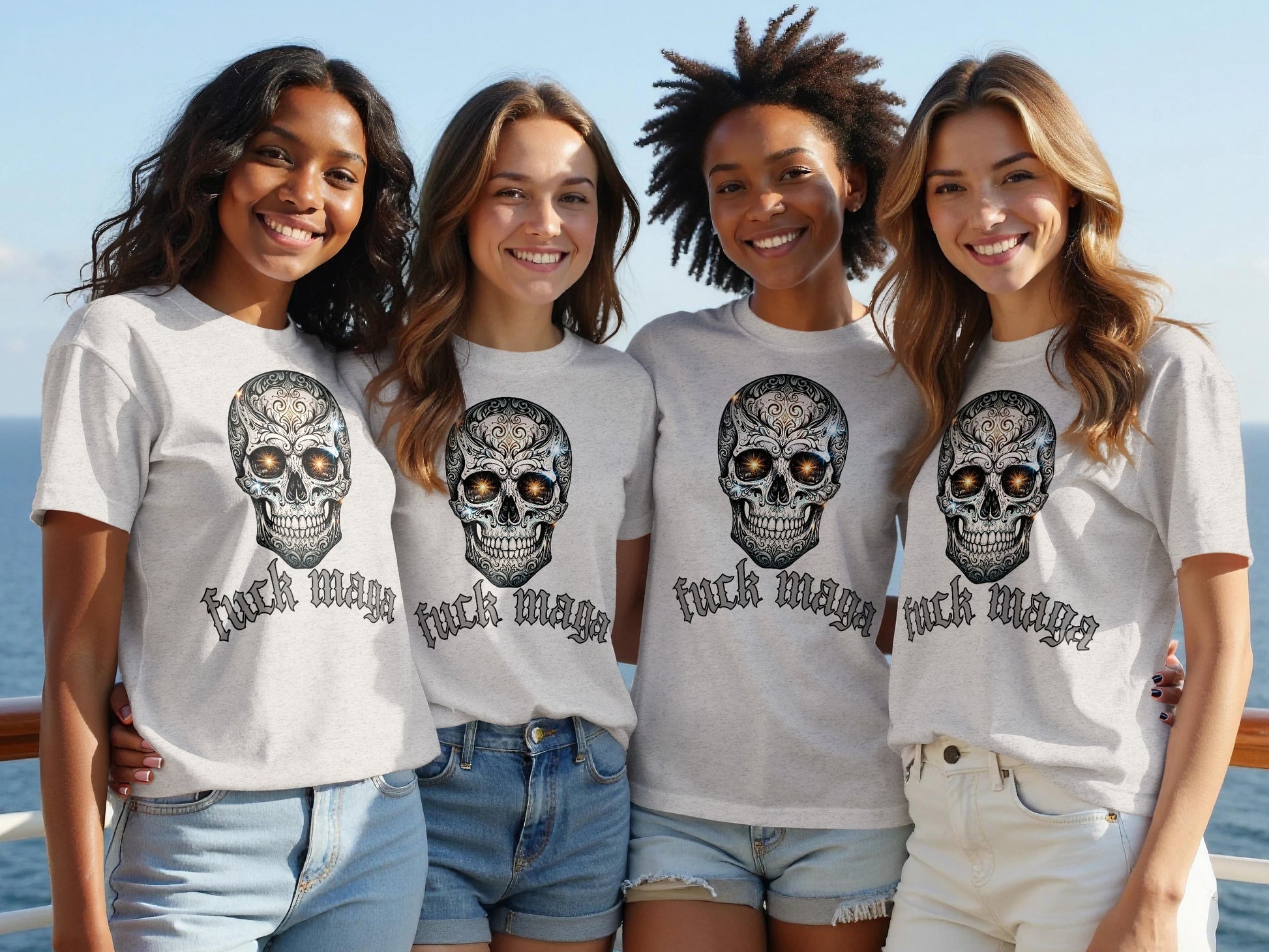Skull Ornament Design Tees Magic Text Graphic T-shirt product type