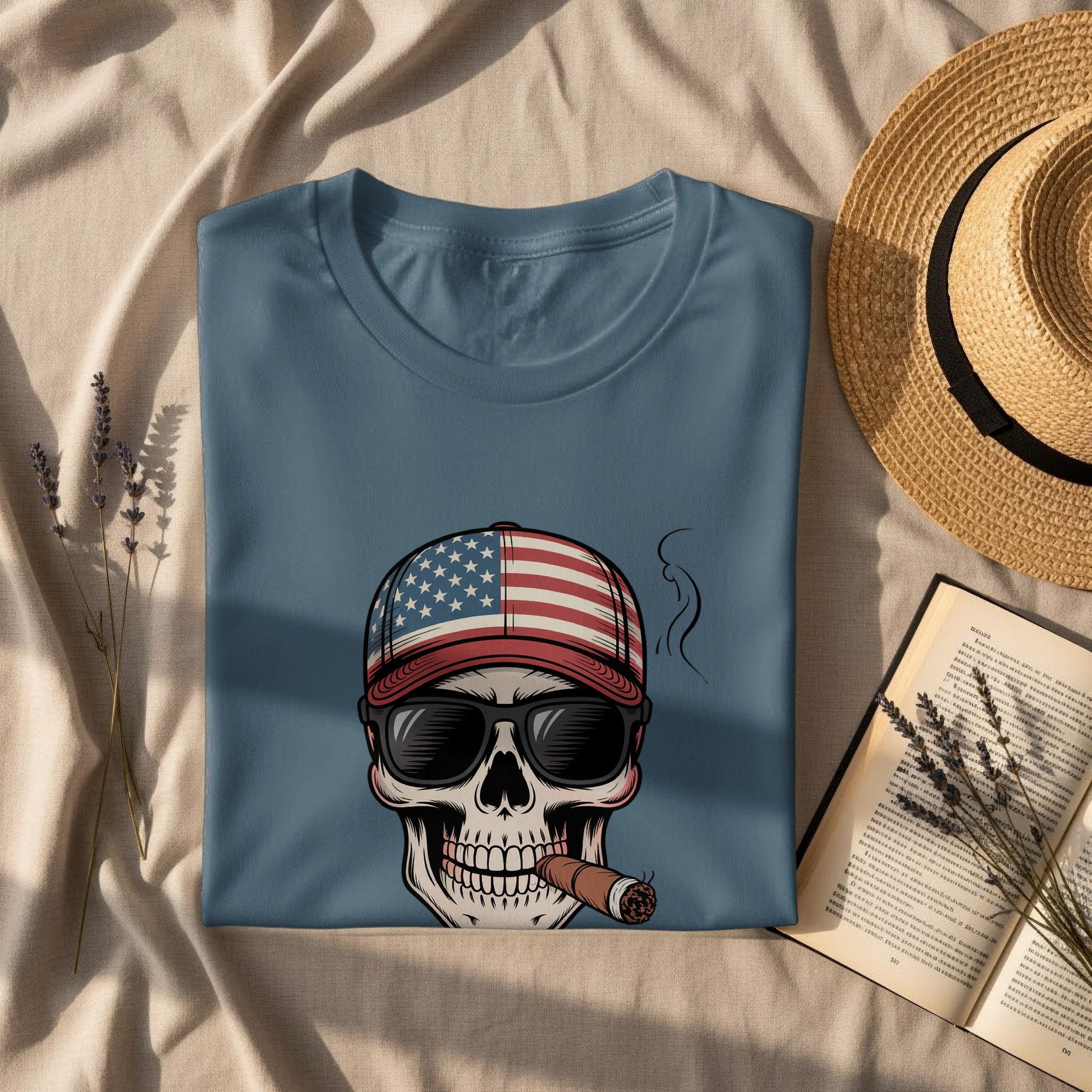 Patriotic Skull with Sunglasses and Cigar Design product type