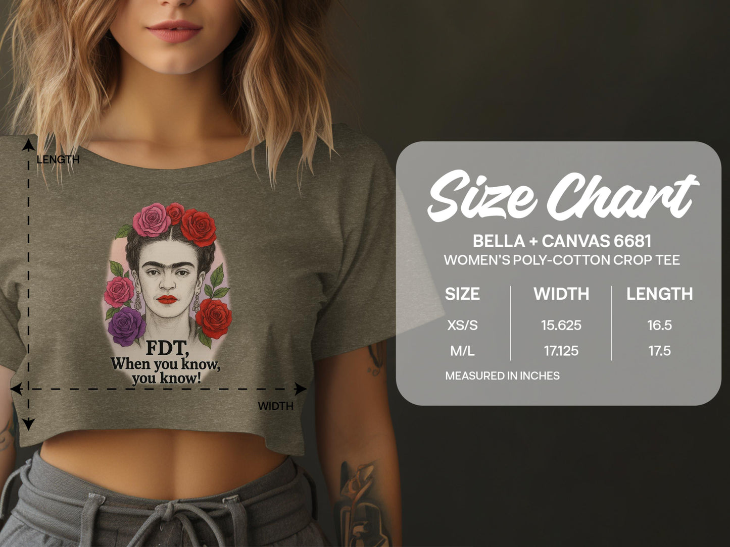 Frida Kahlo Graphic Bella Crop T-Shirt Fashion product