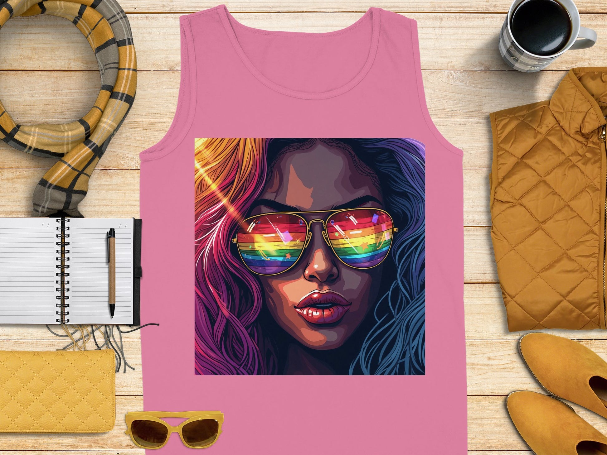 Vibrant Woman In Sunglasses Unique Tank Top product