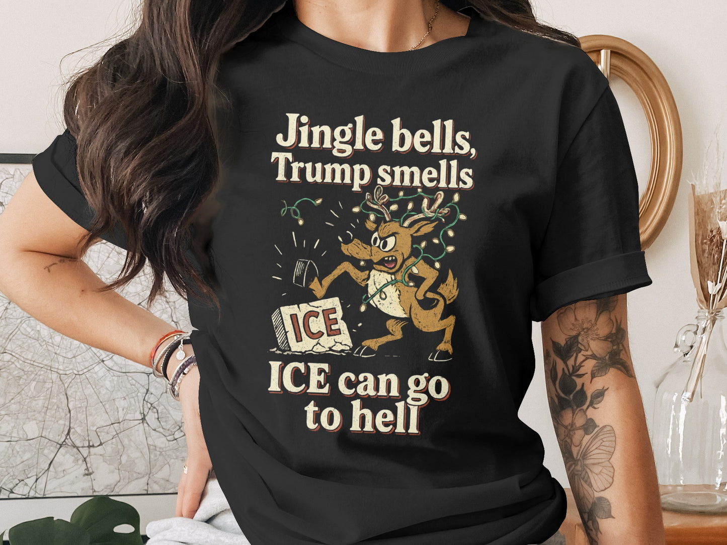 Jingle Bells Trump Smells ICE Can Go to Hell Shirt