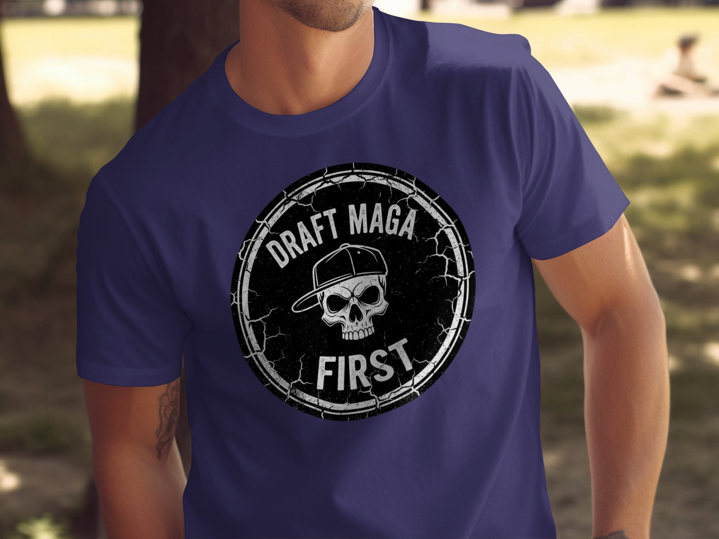 Draft Maga First Skull Cap Graphic T-Shirt