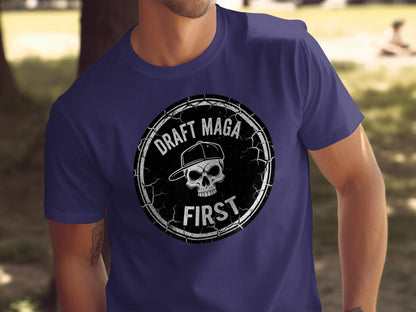 Draft Maga First Skull Cap Graphic T-Shirt