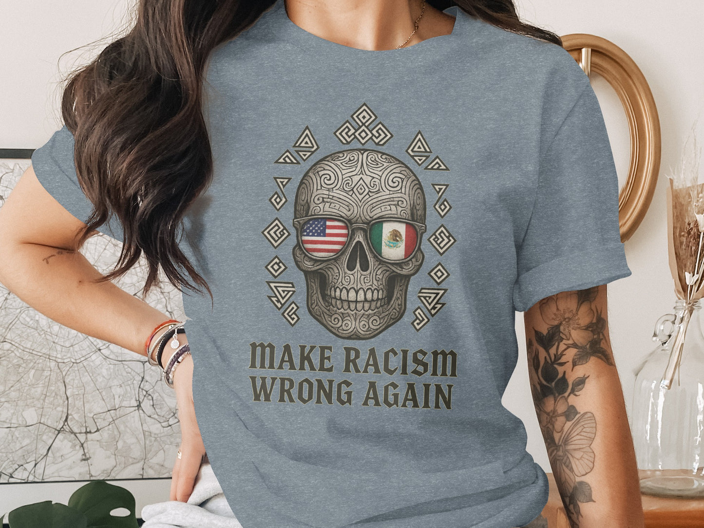 Make Racism Wrong Again Skull Design T-Shirt