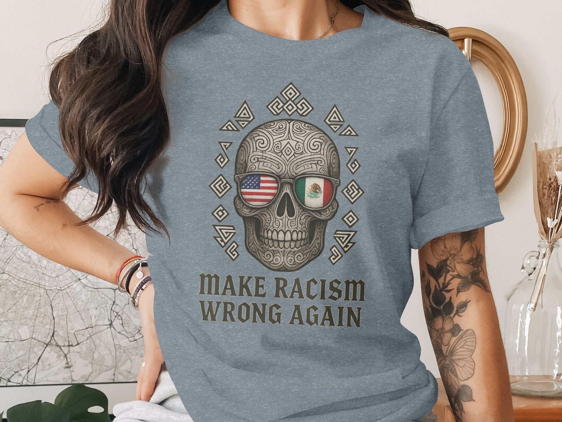 Make Racism Wrong Again Skull Design T-Shirt