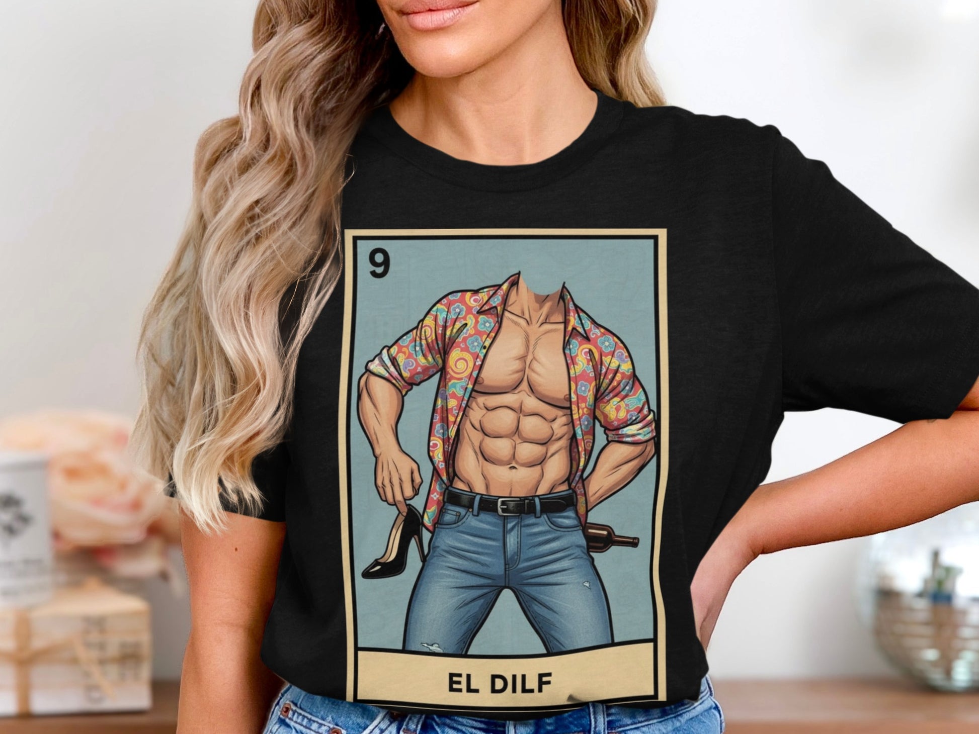 El DILF Muscle Character Graphic Black T-shirt product
