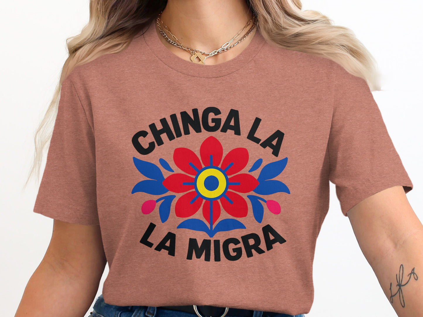 Bold Graphic Chinga La Migra Statement Shirt product